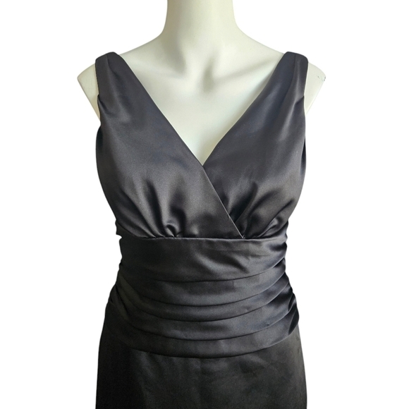Davids Bridal dress Sz 6 sleeveless ruched elegant black formal maxi - Picture 3 of 10